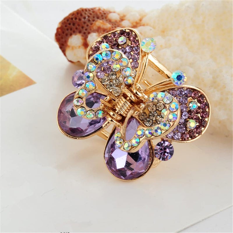 Ruihfas 4Pcs Fashion Hair Claw Clips Rhinestone Crystal Butterfly Bangs Jaw Clip Bow Hair Gripper for Girls Women 1.26x1.10 inch - Image 4